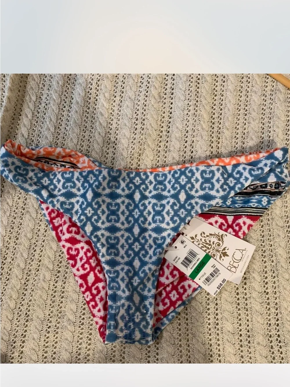 Becca bikini bottoms reversible brand new with tags size large